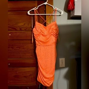 Orange Sparkly Short Hoco Dress